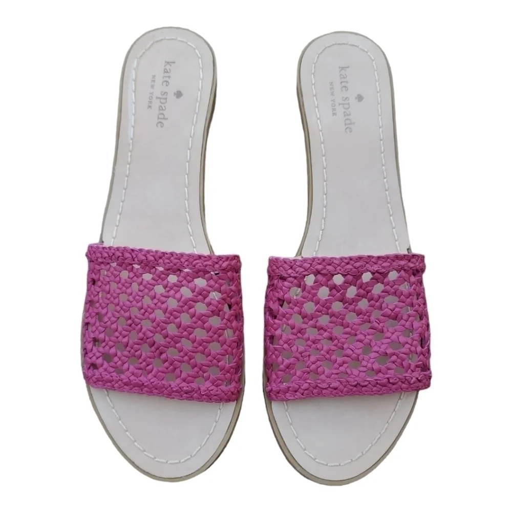 KATE Spade Berlin Fuschia Woven Leather Sandals Size 10M - Picture 4 of 5